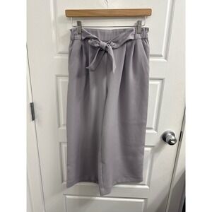 Lululemon Noir Crop Wide Leg Pants Grey Purple Tie Waist Culottes Size 6